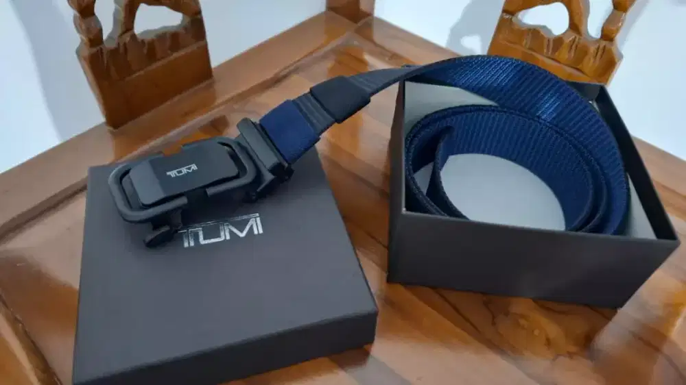 Belt Tumi Buckle Black Tali Reversible Hitam Balik biru