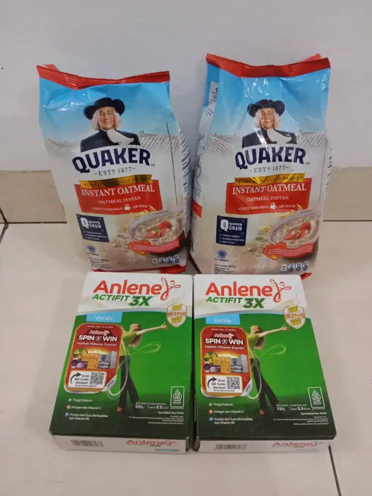 Di jual borongan Quaker instant Oatmeal dan Anlene actifit.
