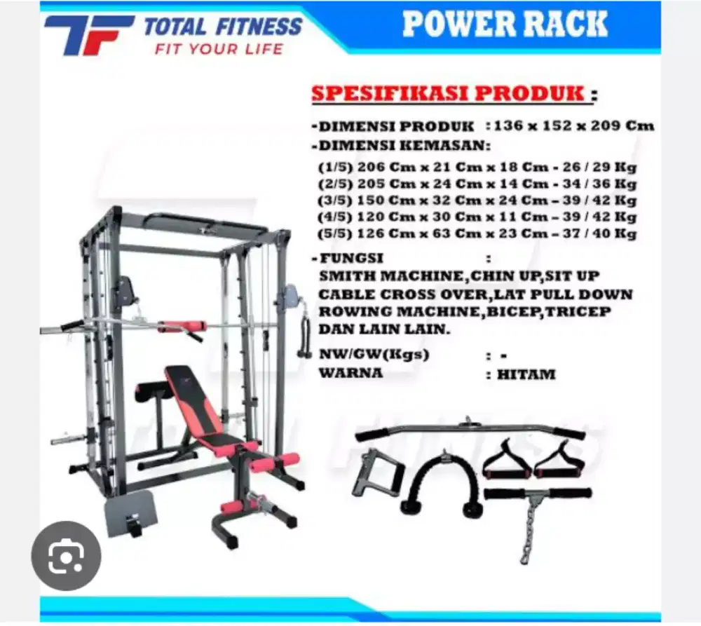 Alat fitnes power rack tl 022 beban 40 kgs