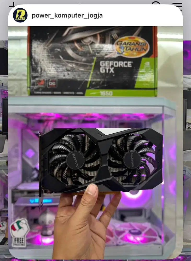 Vga Gigabyte gtx 1650 4gb ddr5 fullset normal 1,450 jt garansi siap ok