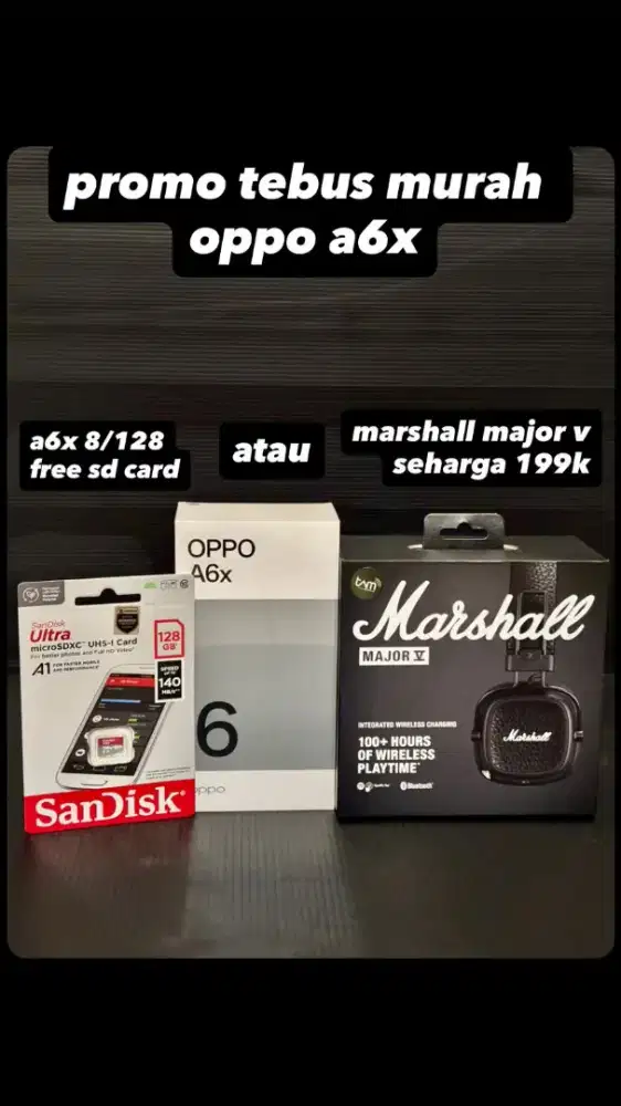 Promo A6x Ram 8/128 Free SD Card dan Marshall Major V