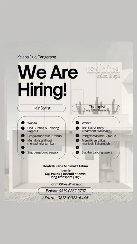 Loker - Hair Stylist dan Terapis Salon Spa