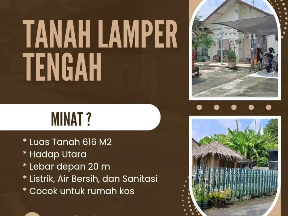 Tanah Tengah Kota Lamper Tengah Ideal UntuK Hunian Atau Rumah Kos