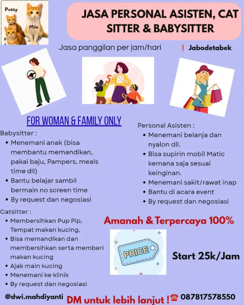 Yang butuh catsitter, Babysitter dan Personal Asisten
