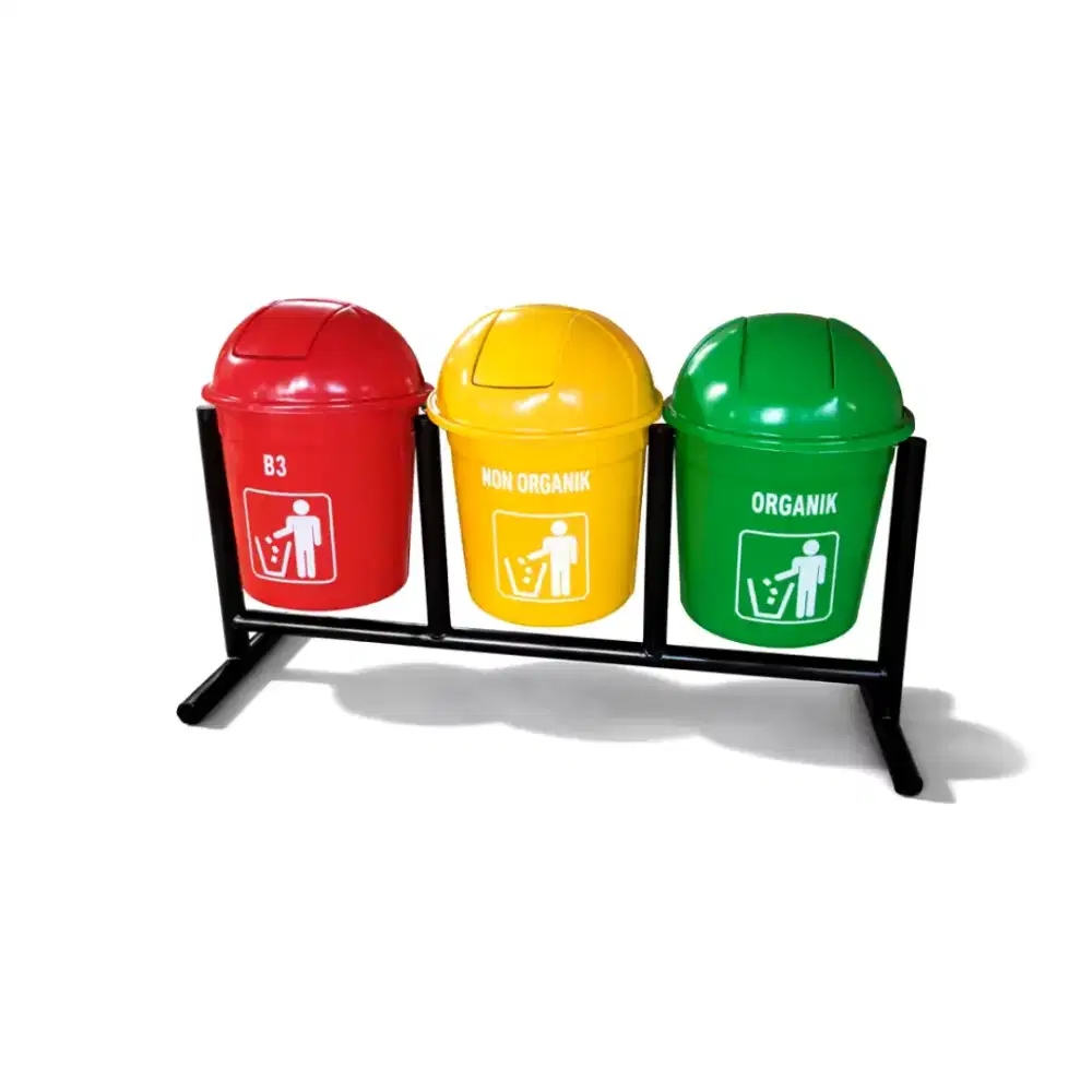 Tong Sampah bulat pilah 3in1 ukuran 50 liter