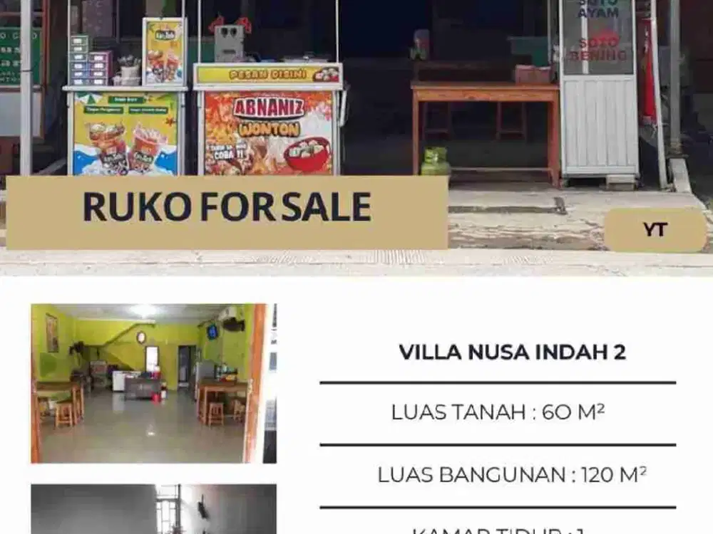 Dijual ruko di vila nusa indah 2