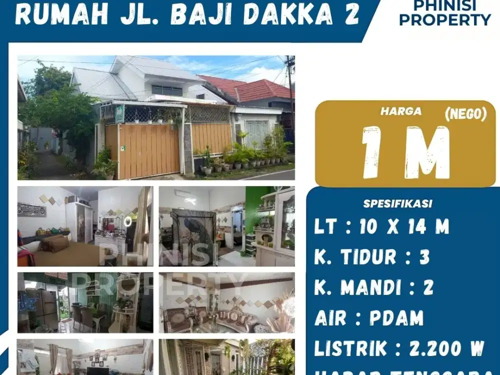 Dijual Rumah jalan Baji Dakka 2 dekat Cendrawasih