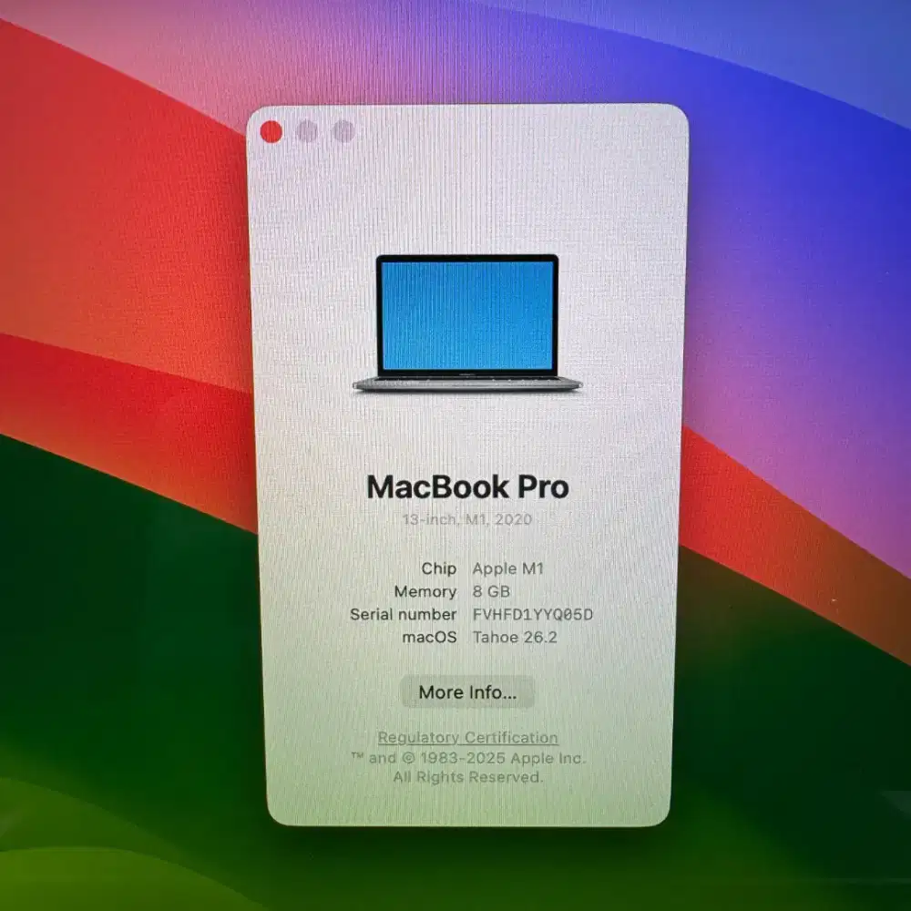 Macbook Pro M1 13 inch Ram 8 Ssd 256 Full set Space grey desain edit