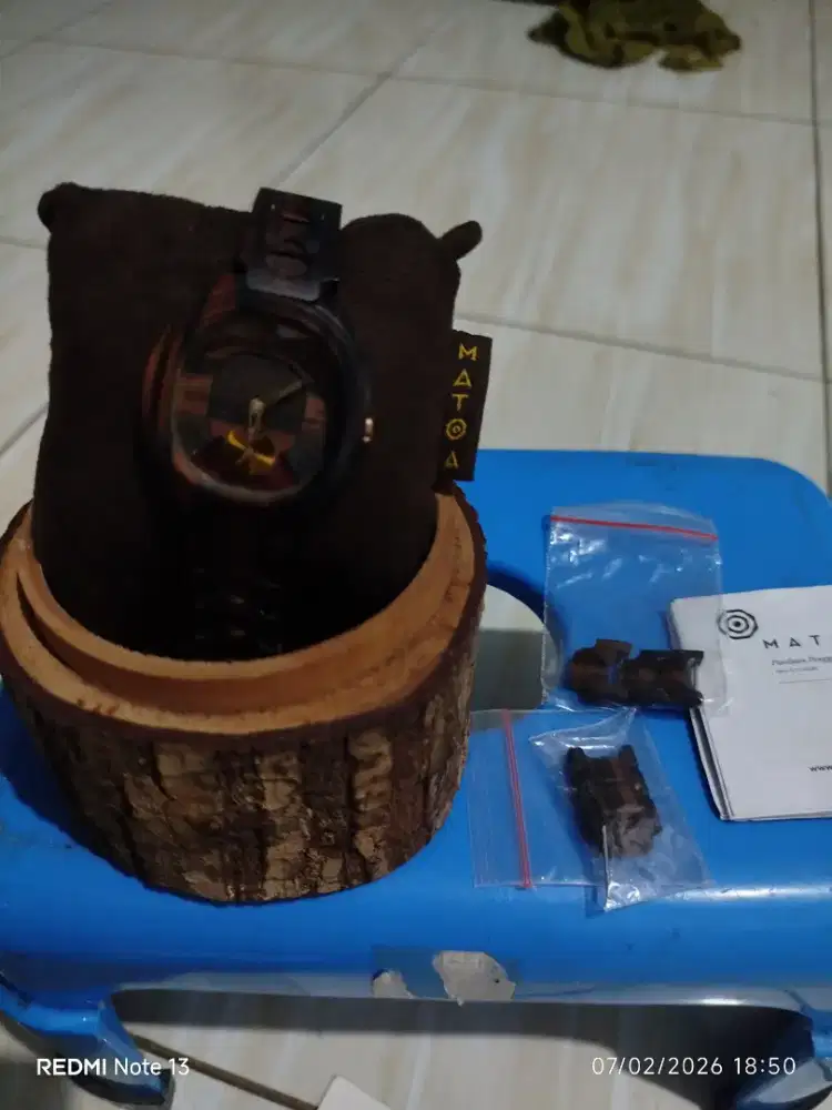 Jam tangan kayu Matoa singo & kumbang maroon Original