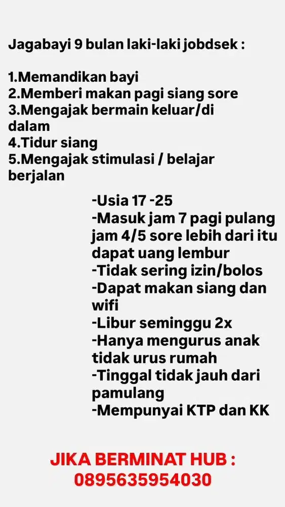 JAGA BAYI 9 BULAN PULANG PERGI