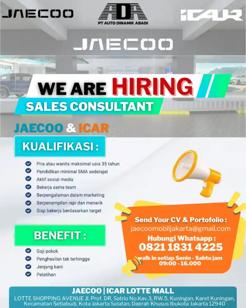 LOWONGAN KERJA SALES CONSULTANT