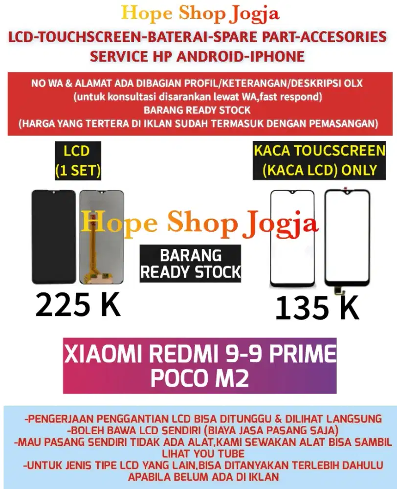Touchscreen-Baterai-Lcd XIAOMI redmi 9-Redmi 9 prime-Poco M2