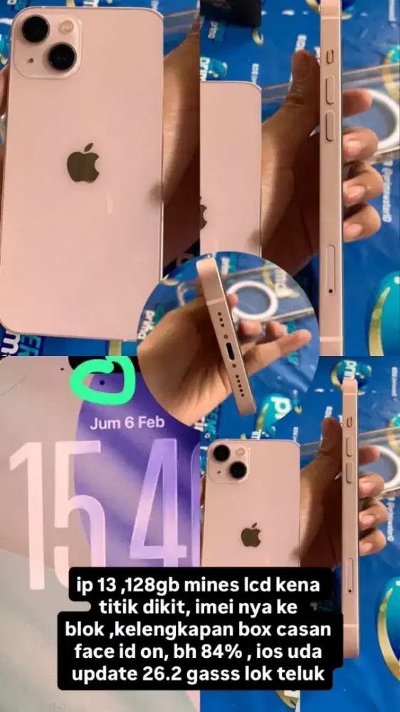Iphone 13 lengkap hp +,kotak +casan