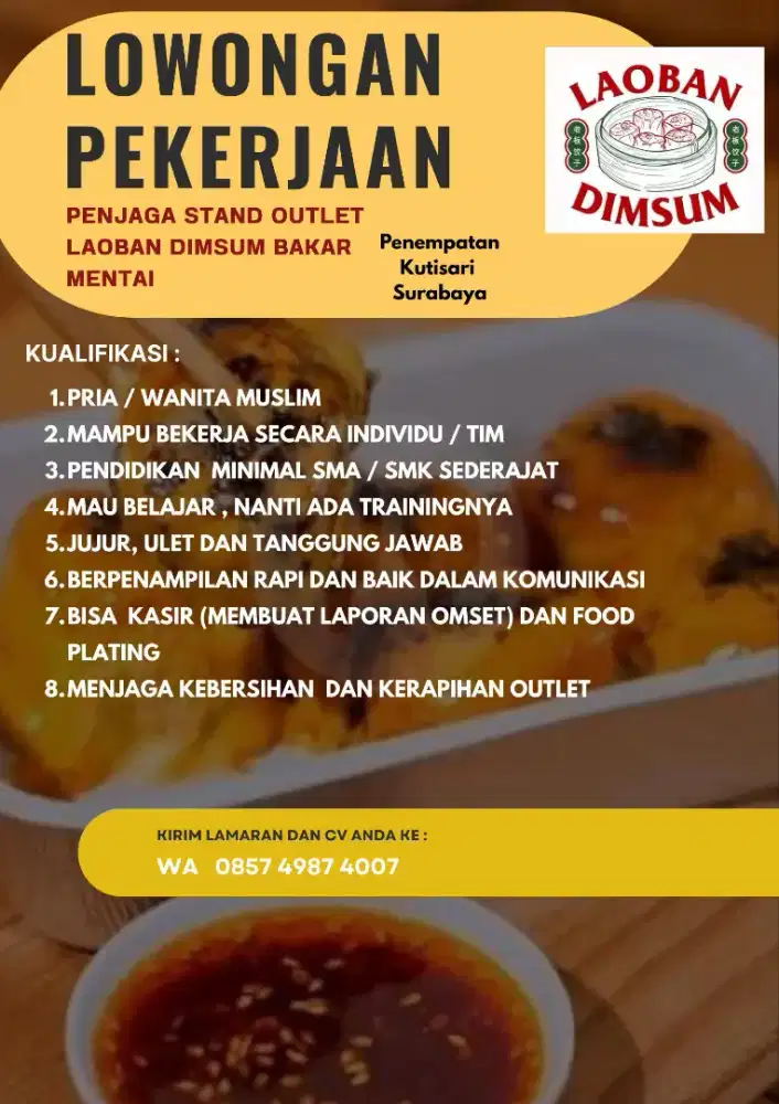 Lowongan Penjaga Stand Outlet Dimsum