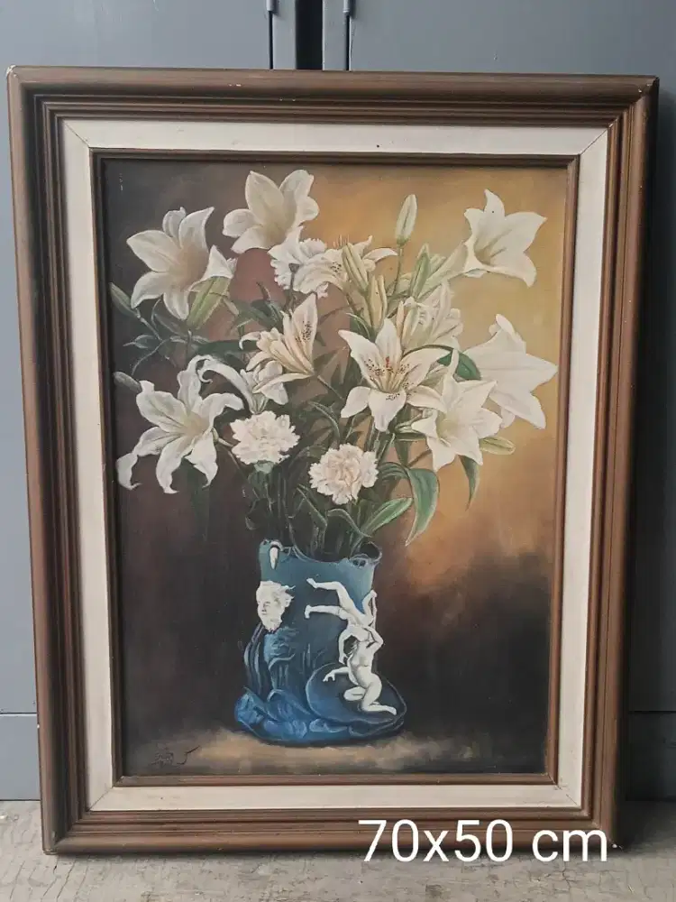 Lukisan kanvas bunga