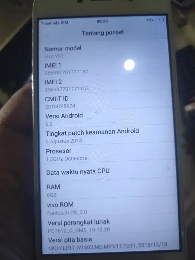 Vivo Y67, HP normal siap pakai