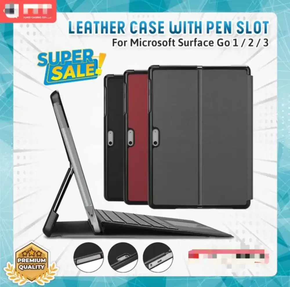 Microsoft Go 1 2 3 Bookcover Leather Case Bracket Pencil  Slot - Black