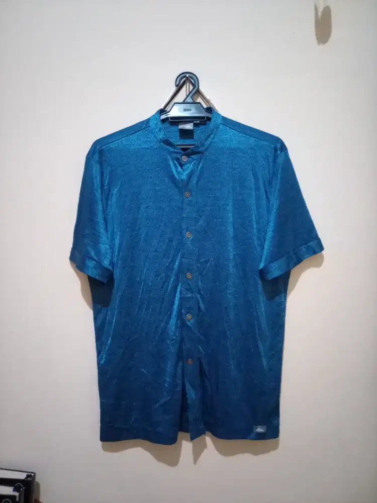 Kemeja Santai Lengan Pendek No Fear Casual Shirt Biru Tua Size L