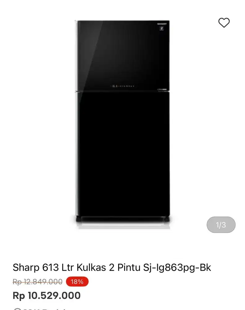 KULKAS SHARP 2DOOR TAMPERED GLASS