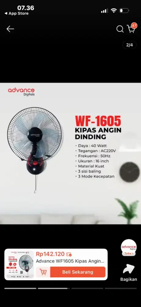 KIPAS ANGIN DINDING ADVANCE