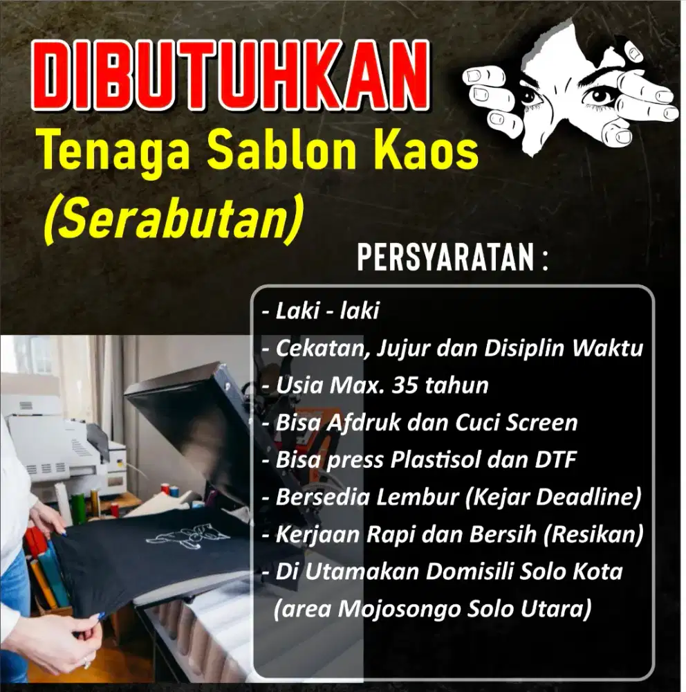 Loker Sablon Kaos, Serabutan