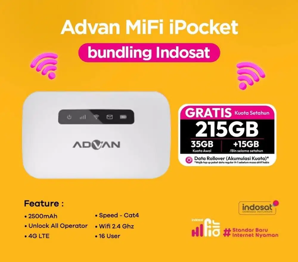 Baru Modem Wifi Advan Indosat Tri 215GB Unlock