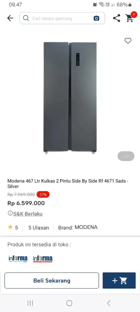 PROMO KREDIT MODENA 467 KULKAS 2 PINTU SBS