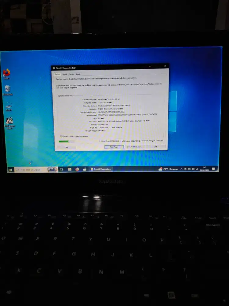 Laptop Samsung AMD Ram 4 Gb