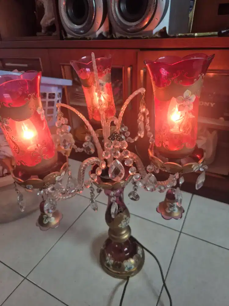 Lampu Meja Luster Kristal vintage
