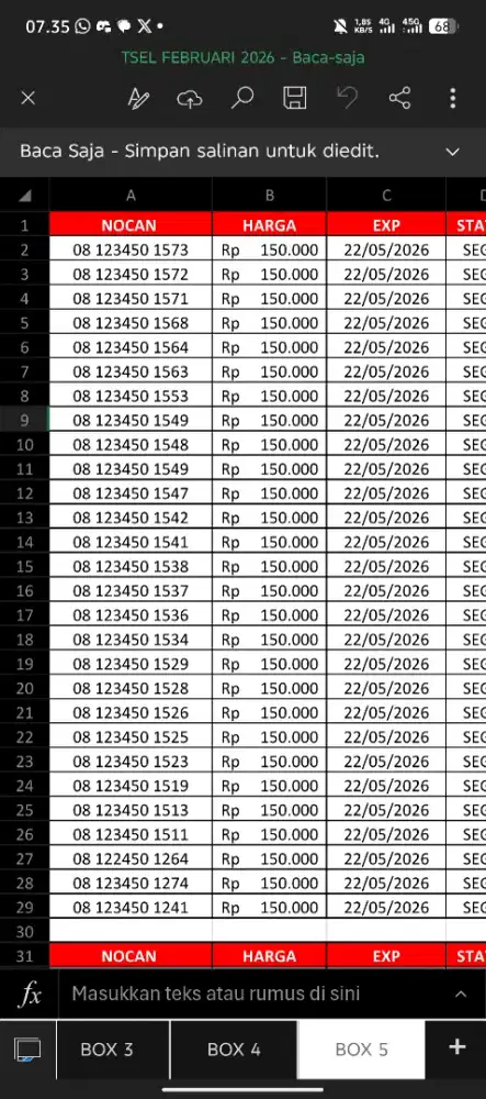 Nomor Cantik Telkomsel
