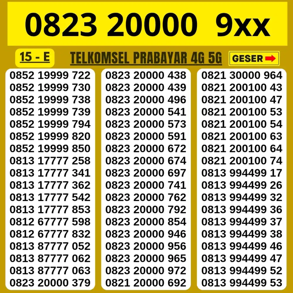 Nomor Cantik Simpati Kartu Perdana Telkomsel simpati tahun lahir abab