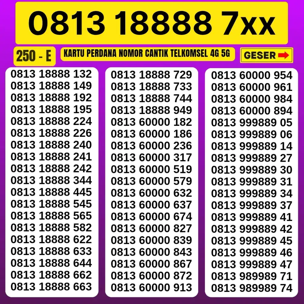 Nomor Cantik Simpati Kartu Perdana Telkomsel simpati tahun lahir super