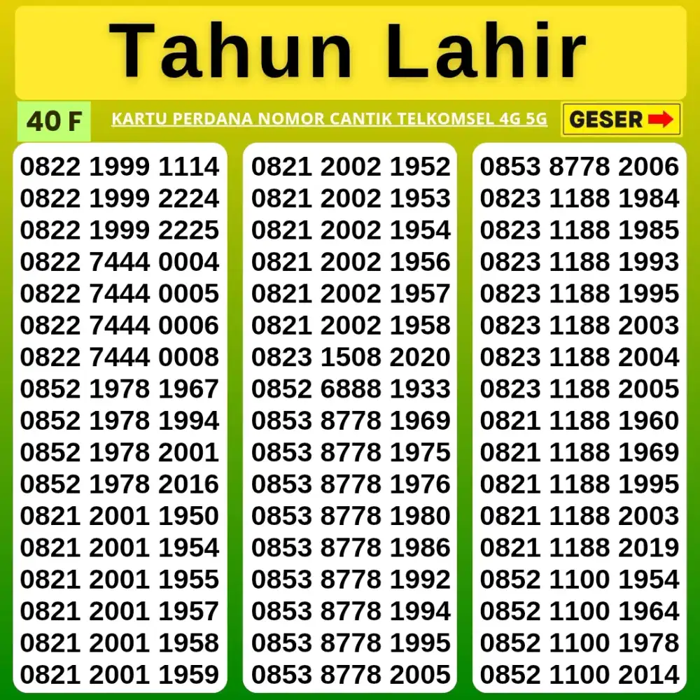 Nomor Cantik Simpati Kartu Perdana Telkomsel simpati tahun lahir 9922