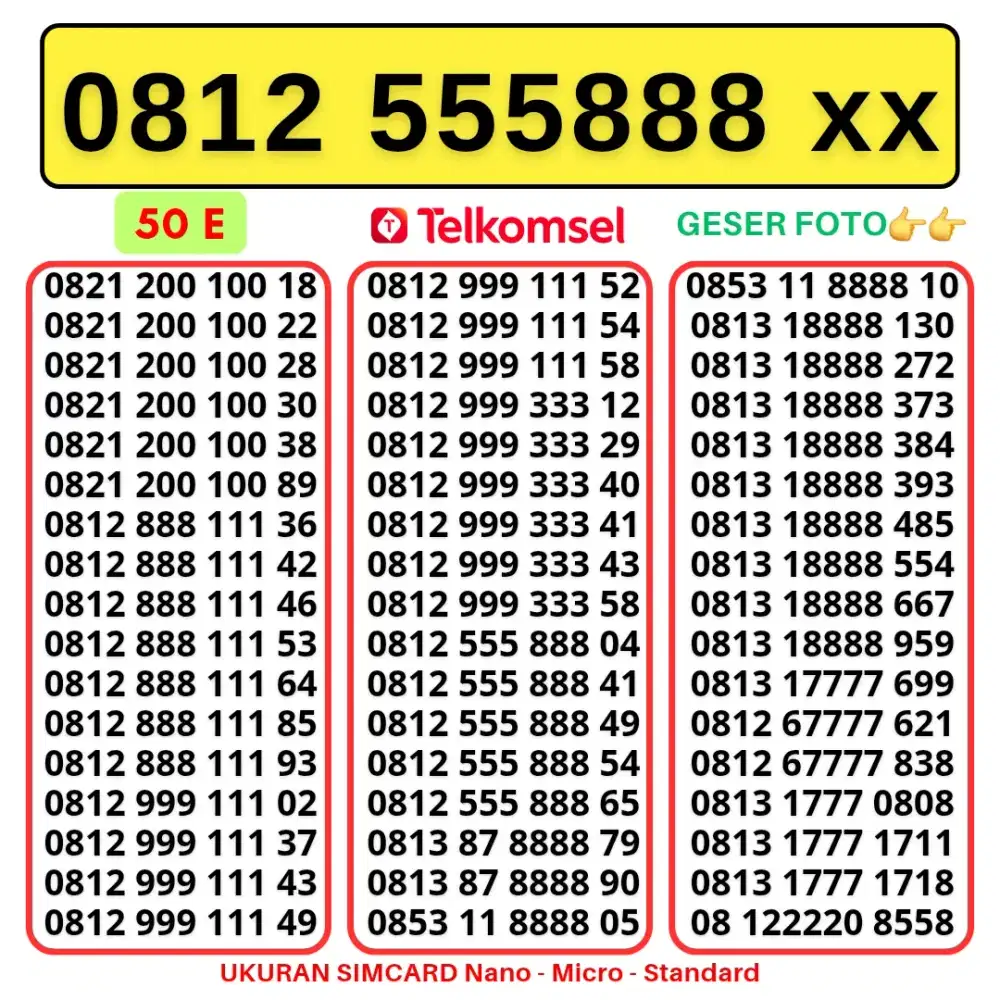 Nomor Cantik Simpati Kartu Perdana Telkomsel simpati tahun lahir mewah