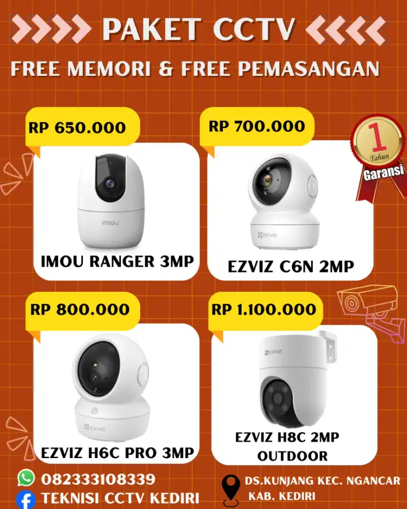 Paket cctv free pemasangan cctv bisa berputar 360
