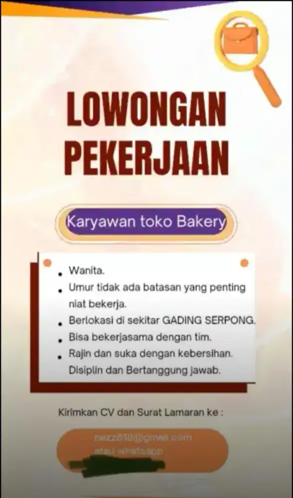 Dicari segera penjaga toko di Gading Serpong