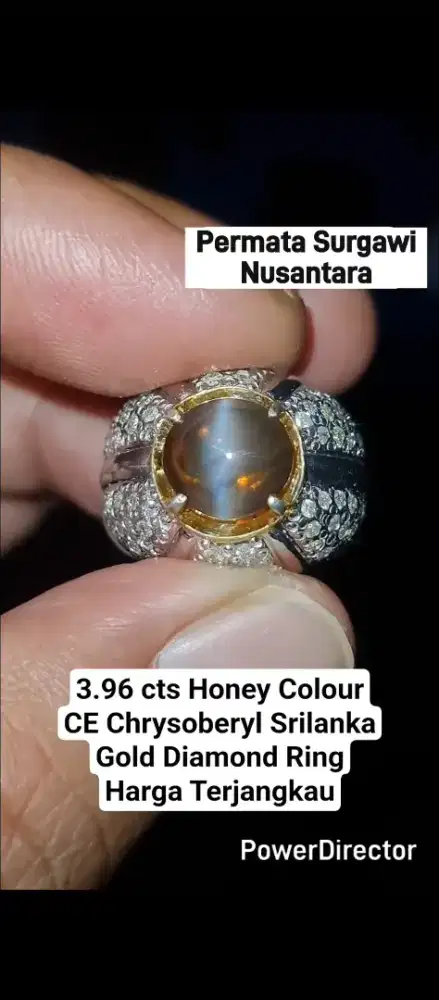 Cat's Eye Chrysoberyl Ring Emas Berlian