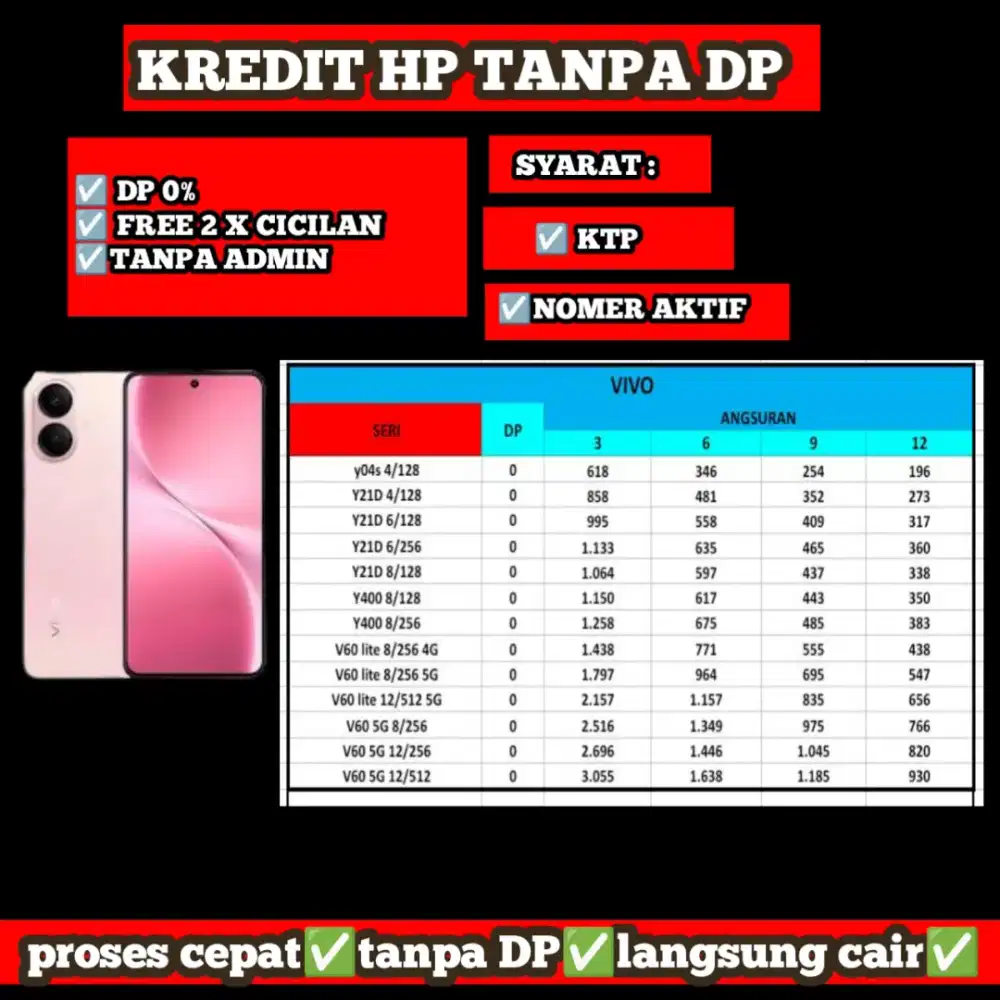 Kredit hp Vivo tanpa DP
