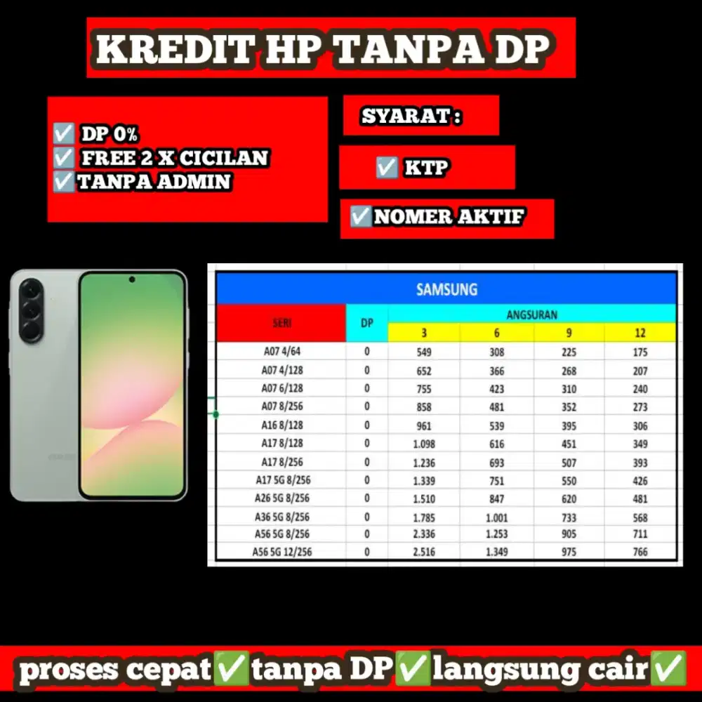 Kredit hp Samsung tanpa DP