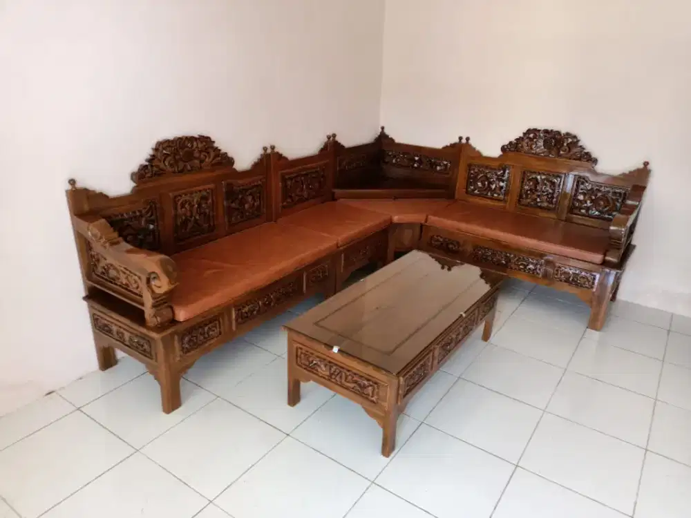 Kredit kursi jati L minimalis tanpa dp