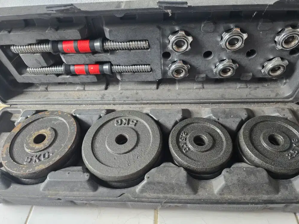 Jual Sepaket Dumbell set 50Kg dan Bench Genetix