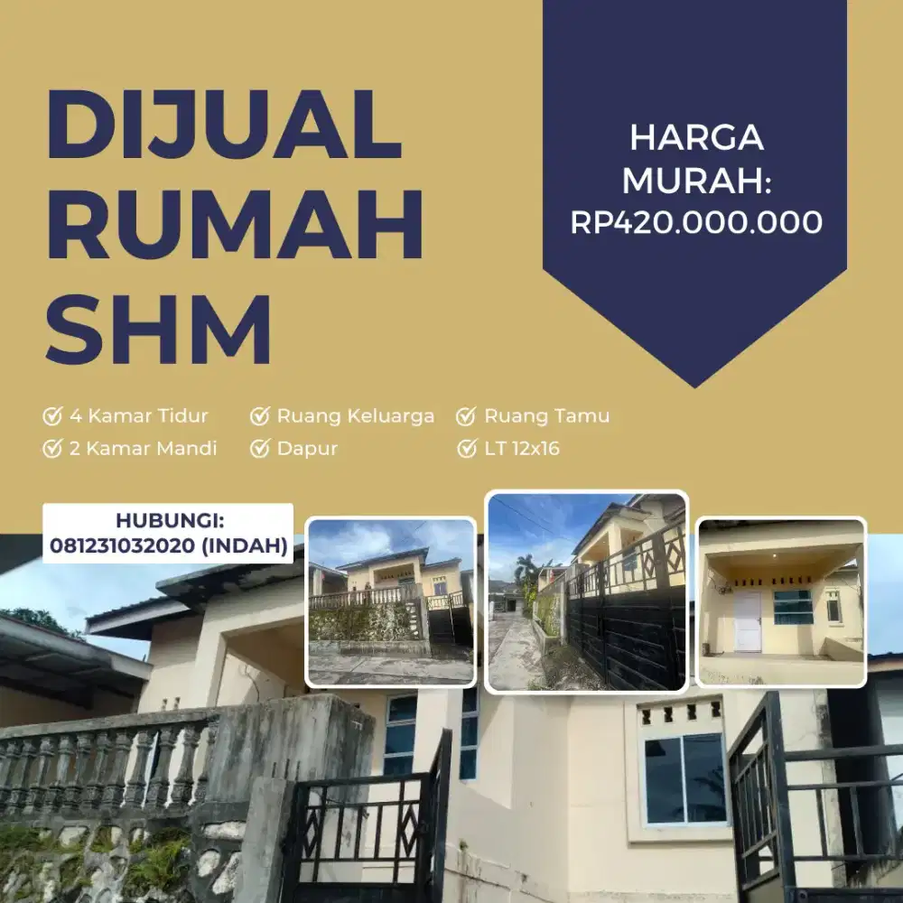 Dijual Segera Rumah SHM Berlokasi Strategis, Tengah Kota, Harga Murah