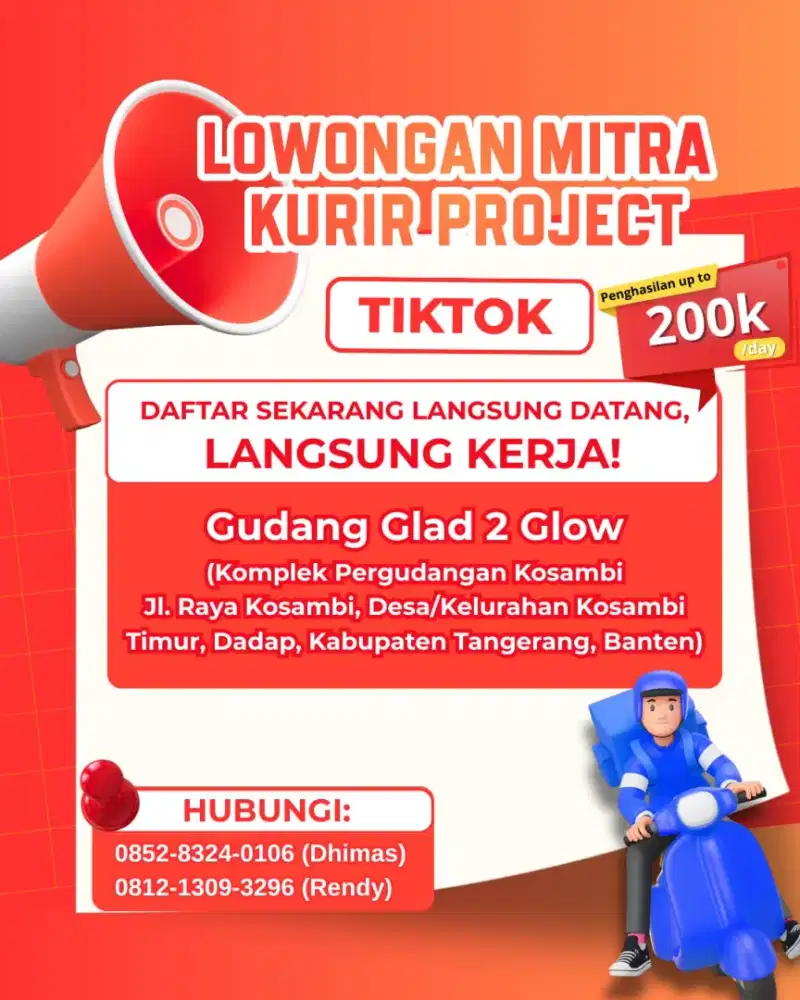 Dibutuhkan mitra kurir dedicated TikTok