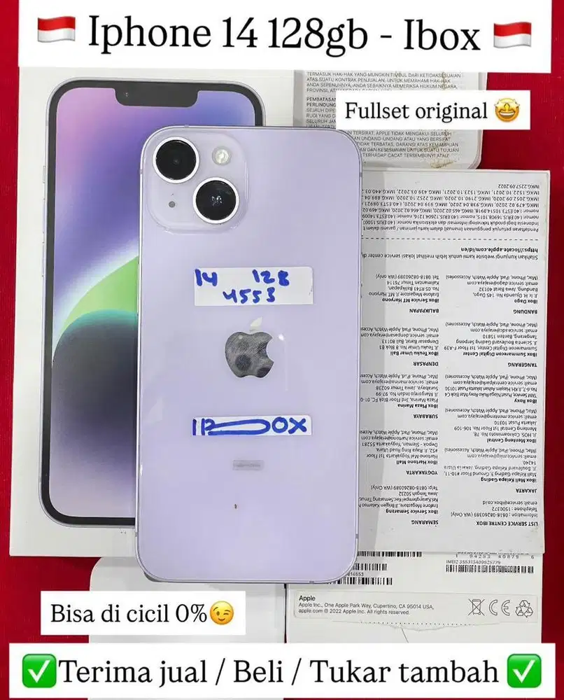 Iphone 14 128gb ex ibox bisa dj cicil 0%