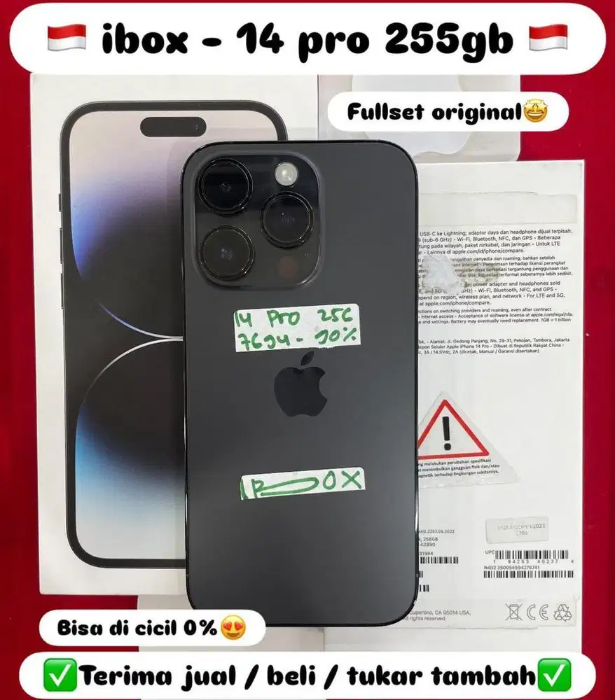 Iphone 14 pro 256gb garansi ibox like new