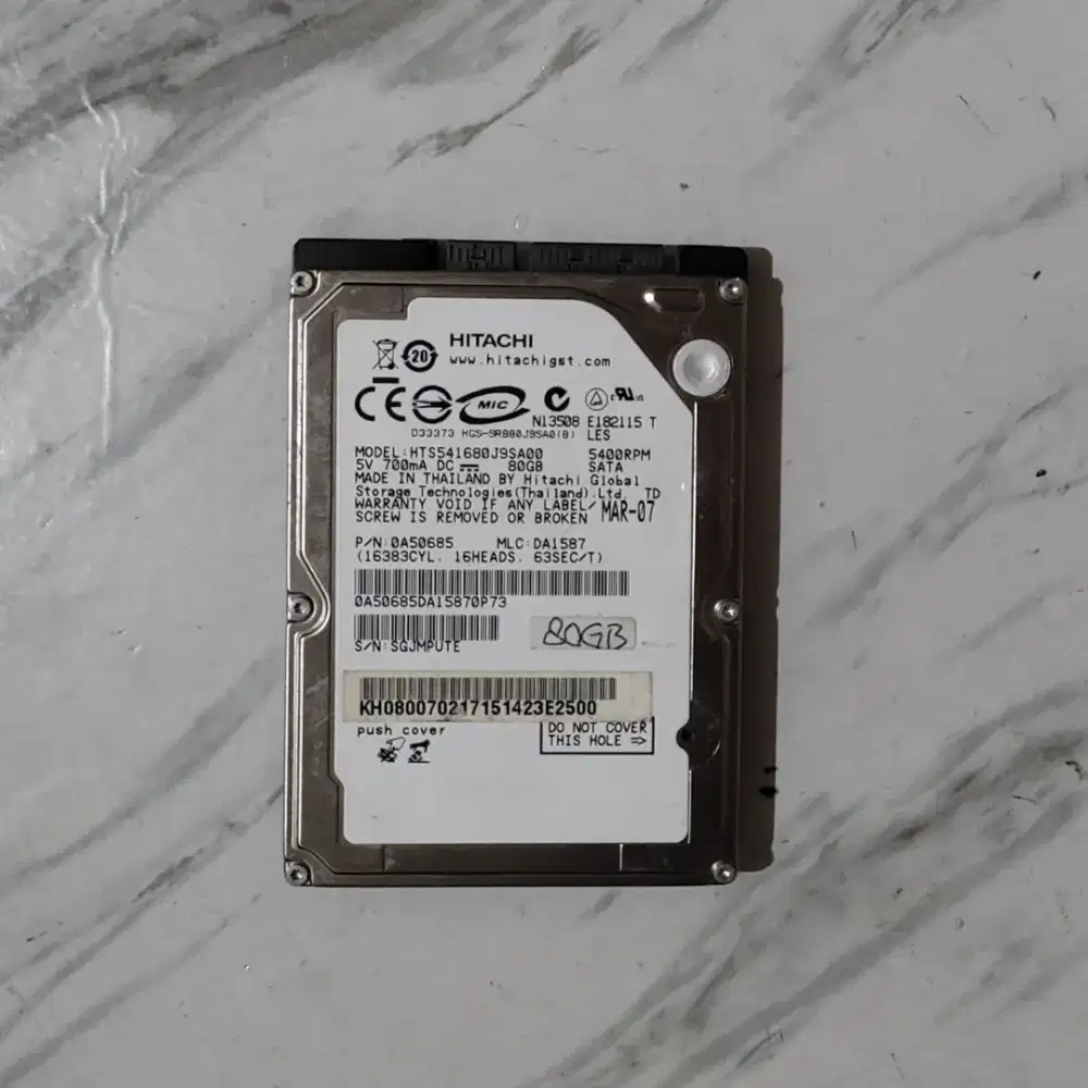 Hardisk Hitachi Harddisk Laptop HDD 80GB Sata 2.5 Inch