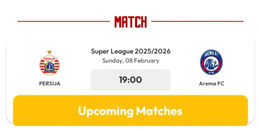 Tiket match Persija VS Arema
