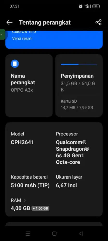 Dijual Hp Oppo A3X