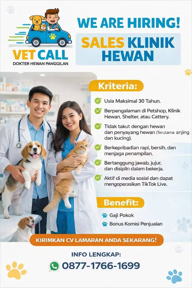 Lowongan Kerja Sales Klinik Hewan
