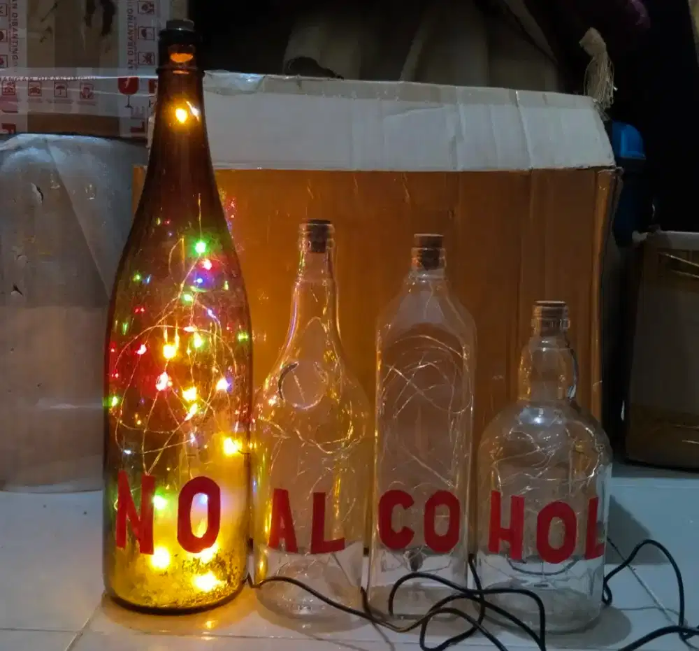 Lampu cafe tidur sign botol bekas lawas sepeda jam antik vintage jadul